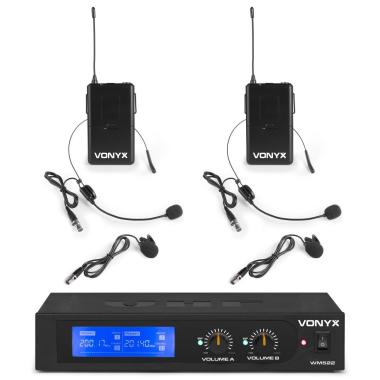 Vonyx wm522b set microfono vhf a 2 canali con 2 bodypack